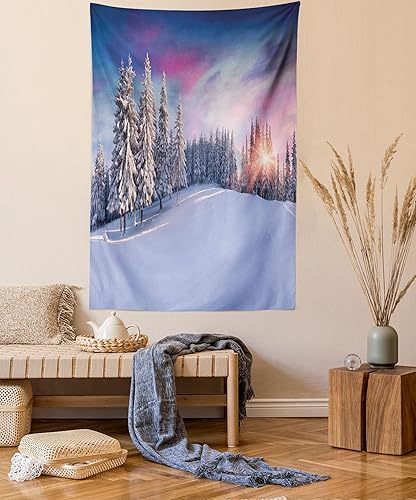 Miniatura 41 de Ambesonne Tapiz de naturaleza, silueta de oso salvaje en el bosque de la selva en la noche oscura, ilustración para colgar en la pared para Verde