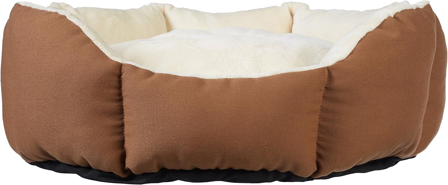 Amazon Basics Octagon Pet Bed, 20 Inch, Brown & Ivory Octagon Bed