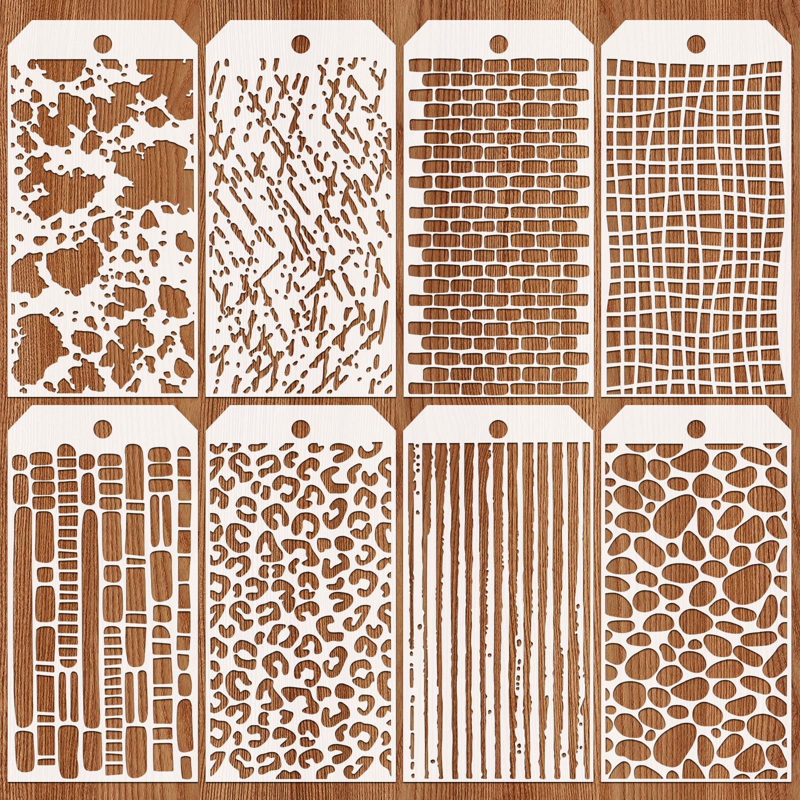 8 Pcs Leopard Brick Dot Stencil Template for Painting,DIY Mixed Media Layering Painting Stencil,Paint Templates for Home Decor,Canvas Artwork,Cake Crafting 4.7 x 9.4inch