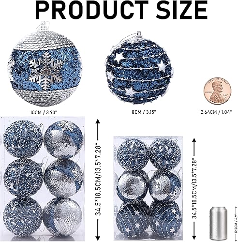 Miniatura 2 de Adornos de bola de Navidad de 3.15 pulgadas, 12 piezas de bolas de espuma con lentejuelas con purpurina, irrompibles, decoraciones de Navidad, bolas