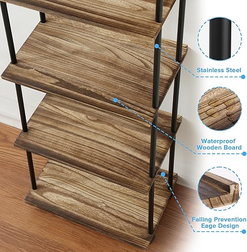 Miniatura 7 de GETALL Estantería de 5 niveles con ruedas, estantería alta para espacios pequeños, estante estrecho de madera maciza, organizador de almacenamiento