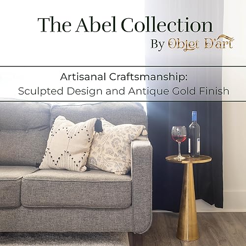 Miniatura 3 de OBJET D'ART ABEL, 21 pulgadas de altura, con acento metálico vintage, laterales, pedestal, coctail y bebidas para sala de estar y espacios pequeños