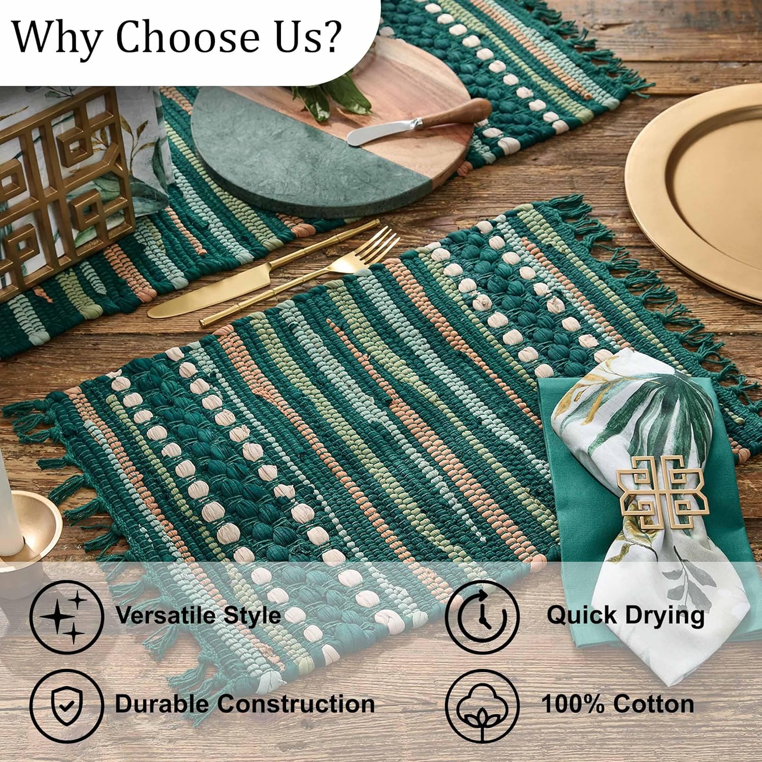 Park Designs Patricia Heaton Home Rainforest Green Table Runner, 13" x 36" Rectangular Decorative Textured Dinner Mat for Summer Boho Kitchen Table Decor or Tropical Dining Room Decoration