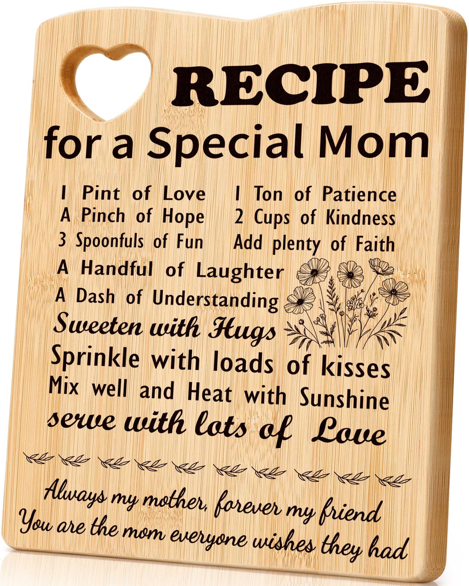 BackURyear Mom Gifts for Mothers Day, Cutting Board Gifts for Mother Mama Step Mom Holidays Birthday From Daughter Son, Special Mom Kitchen Decorations