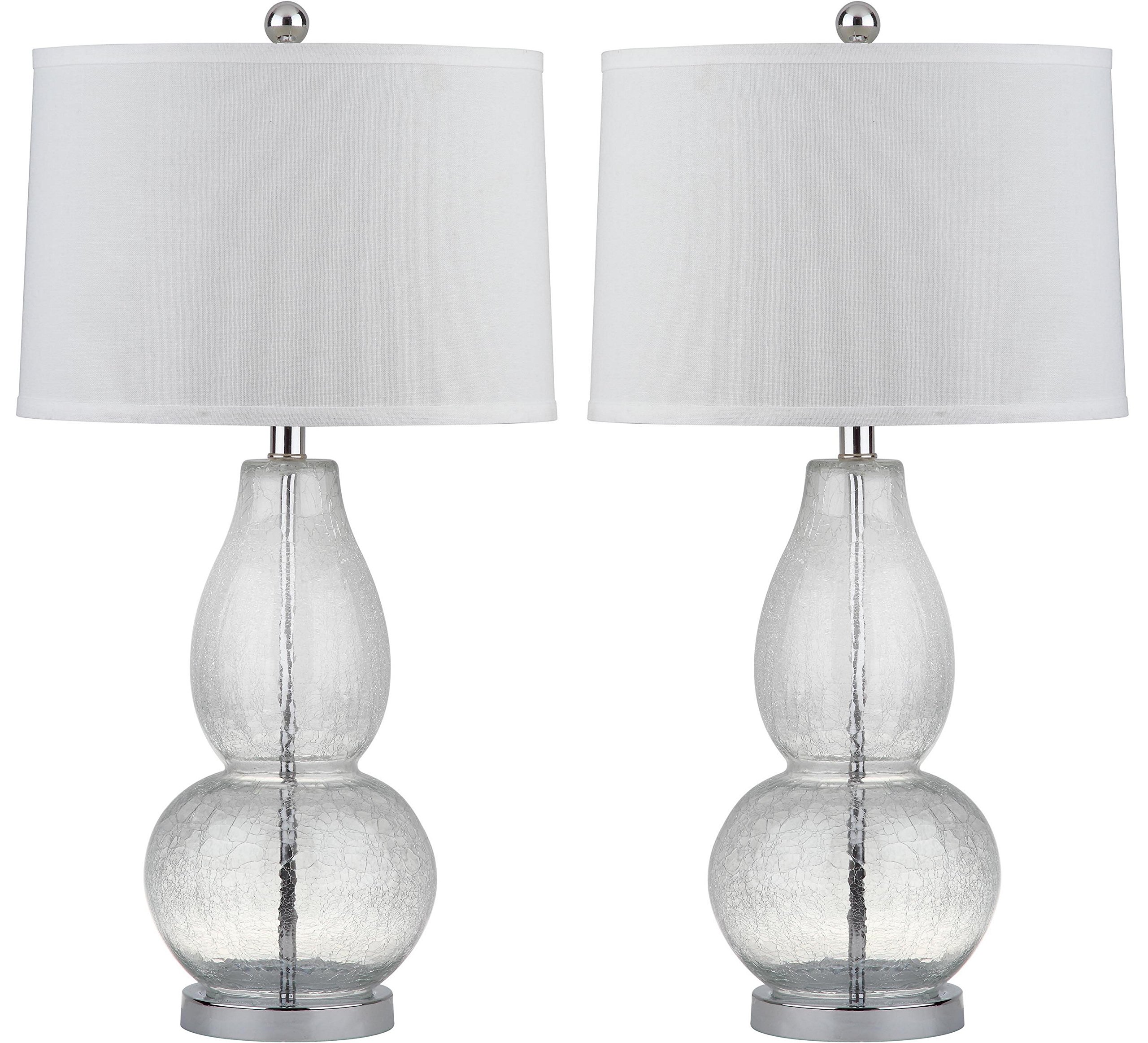 SAFAVIEH Lighting Collection Mercurio Crackle Glass Double Gourd 29-inch Bedroom Living Room Home Office Desk Nightstand Table Lamp Set of 1 (LED Bulbs Included)