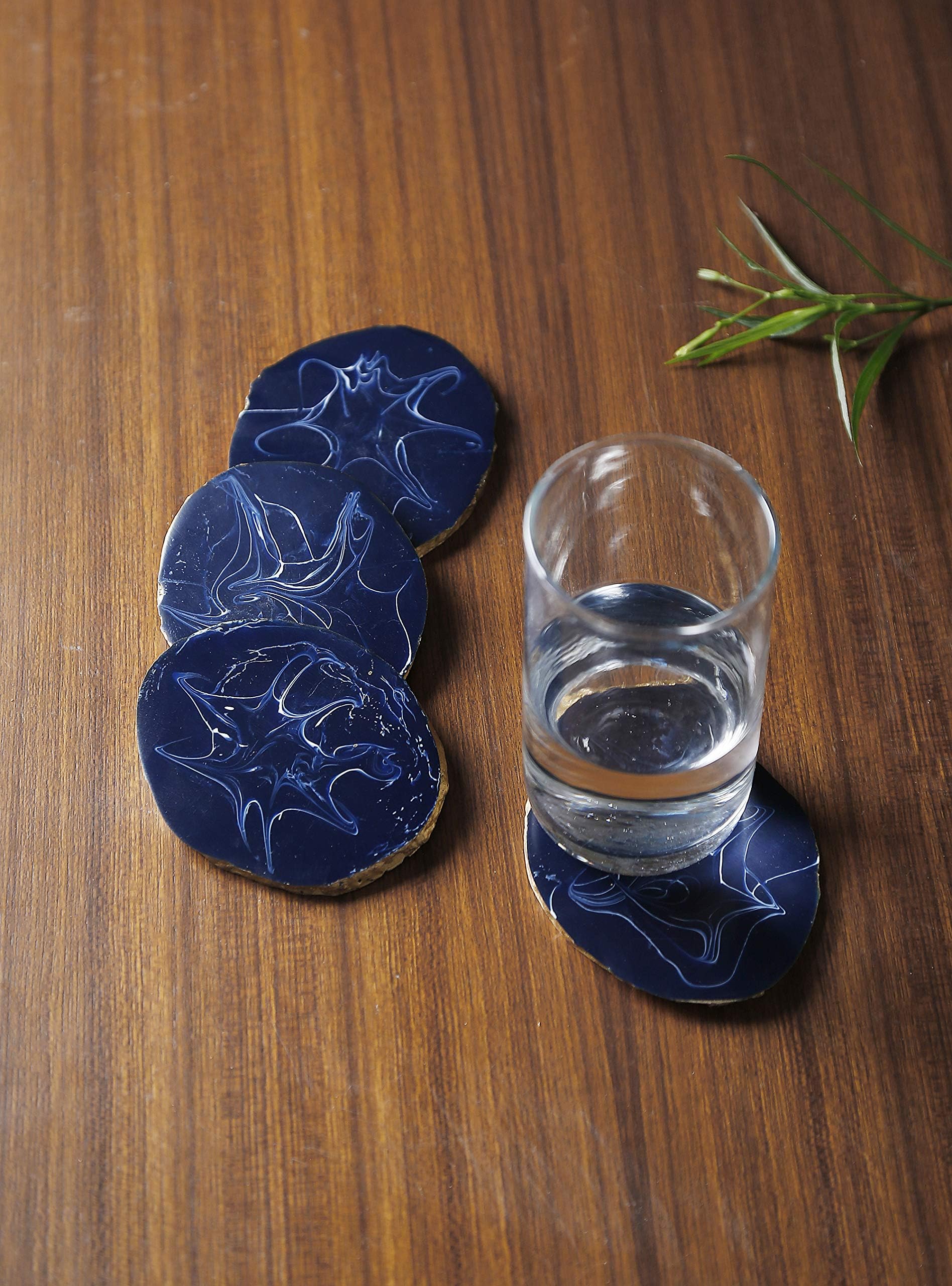 Dennmarks Resin Coffee Tea Coasters Set-Kitchen Decorative Table Top Wooden Coaster Set of 4