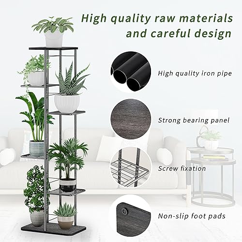 Miniatura 3 de Simple Trending Estante Soporte para Plantas de Interior y Exterior Impermeable, 6 Niveles para 7 Macetas de Metal de Servicio Pesado, Soporte Alto