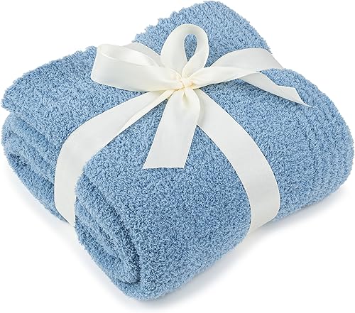 Vista 7 de PAVILIA Manta de punto súper suave para sofá, esponjosa, acogedora, ligera, de punto grande y cálida para sofá y cama, color azul pizarra, 60 x 80