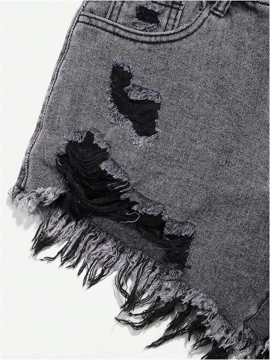 SOLY HUX Women's Ripped Raw Hem Jean Shorts High Waisted Straight Leg Denim Shorts Streetwear - Image 2