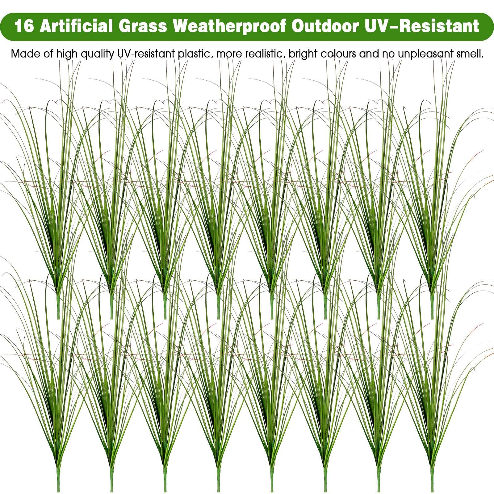 16 PZ Pianta Finta Esterno Artificiali, Pianta di Erba di Grano Artificiale Artificiali di Plastica Falsa Arbusti Verdi per Matrimonio Finestra Giardino Decorazione Esterna