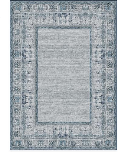 Miniatura 3 de RUGGABLE Alfombra lavable a máquina, color azul Zinnia, de 5 x 7, resistente a las manchas, antideslizante, tamaño mediano, lavable a máquina, para