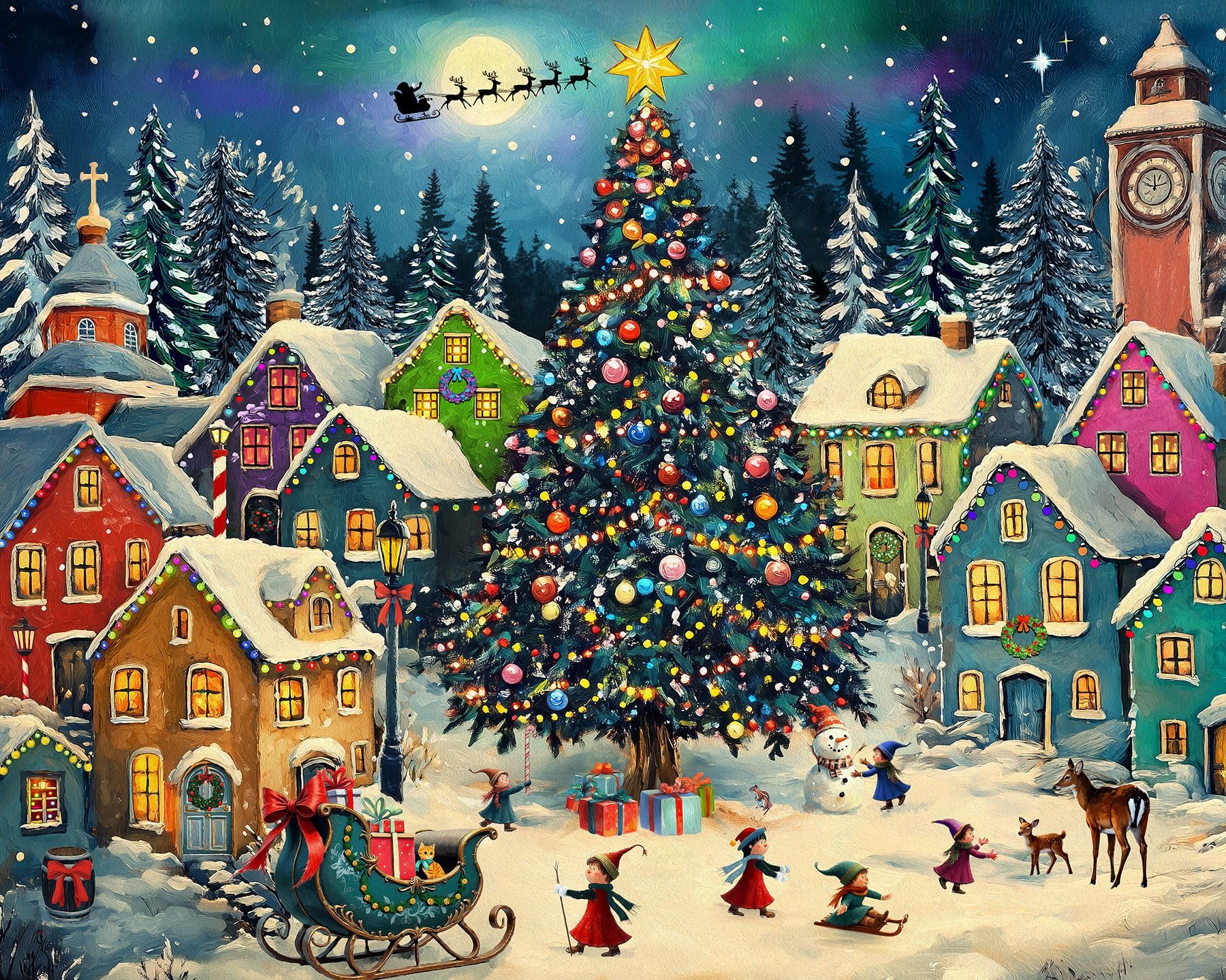 Springbok Festive Christmas Village 500 Piece Jigsaw Puzzle for Adults and Family - Holiday Gnomes - Unique Cut Pieces - Made in USA