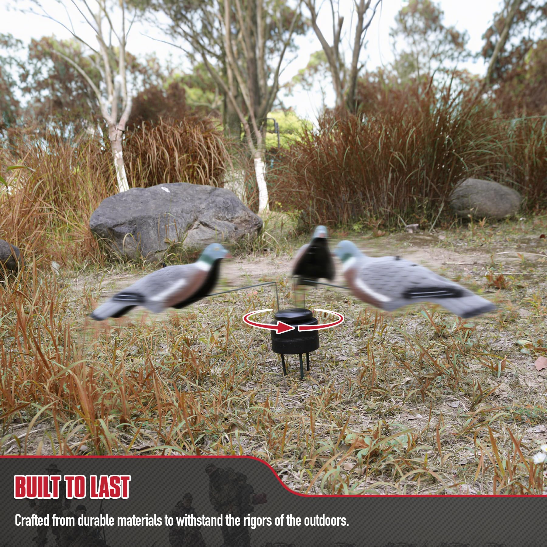 VicBre Palomas rotativas para cebo con capacidad para 3 cebos para palomas, palomas, patos y accesorios de caza al aire libre