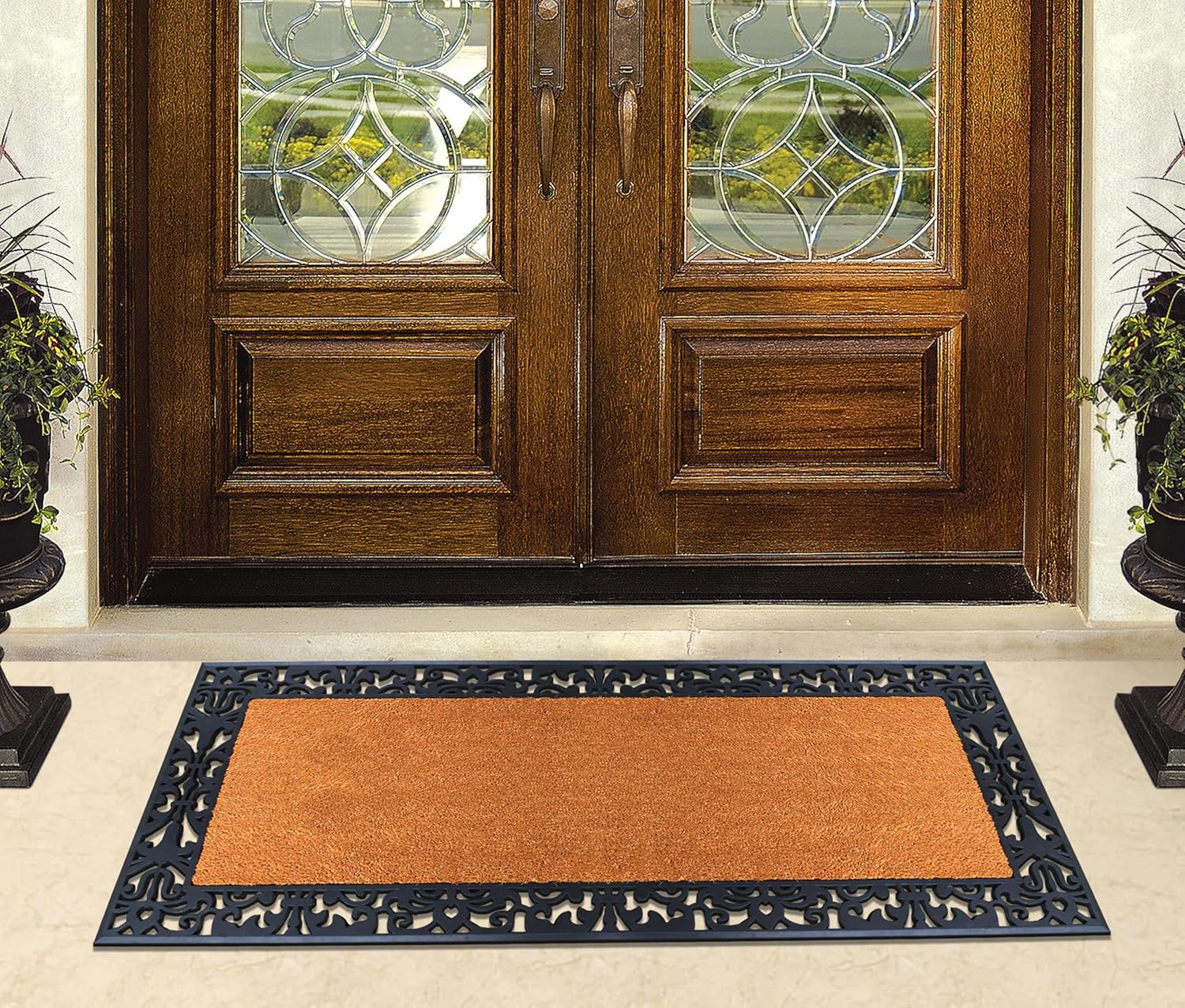 A1 Home Collections Natural Coir & Rubber Door Mat, 30"x60" - Thick, Durable, Heavy Duty, Anti-Shed, Fade-Resistant, Long-Lasting Outside Entrance Large Doormat for Front Porch