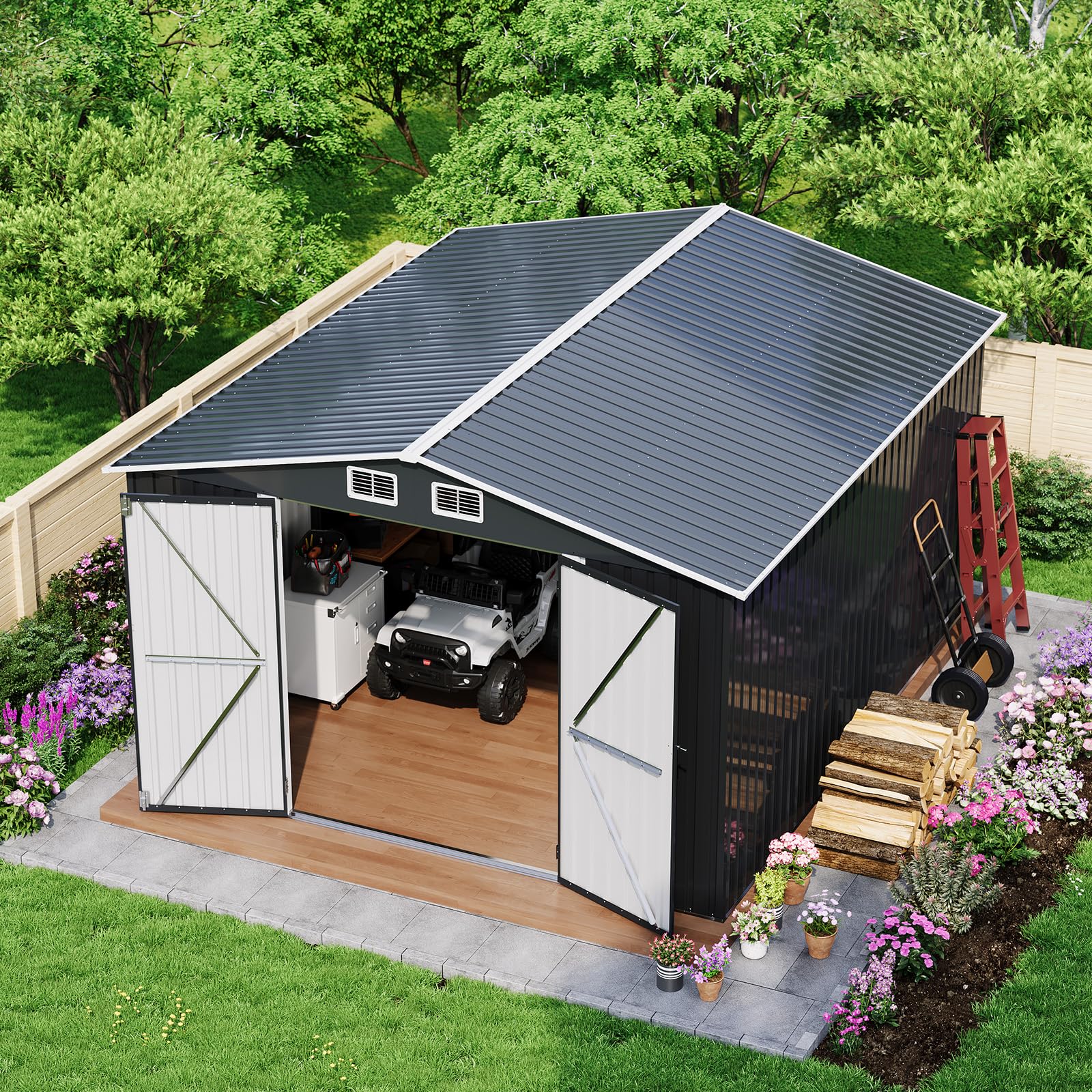 GarveeLife 12 X 10 ft Outdoor Storage Shed