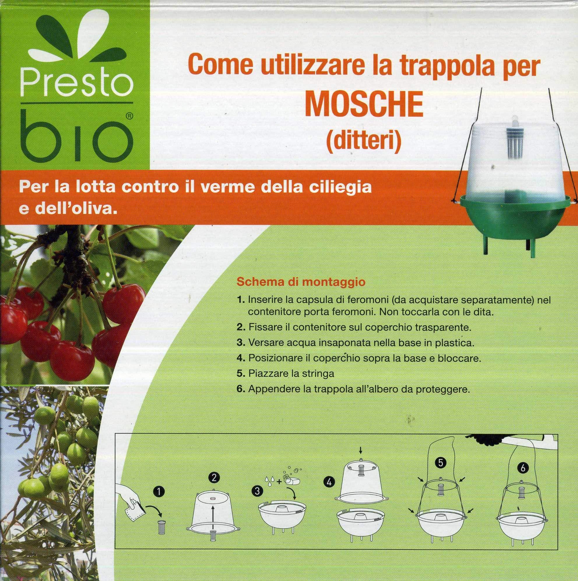 Trappola a ferormoni per la Cattura di Vari Insetti Completa con Due Capsule di ferormoni specifici (Verme della Ciliegia)