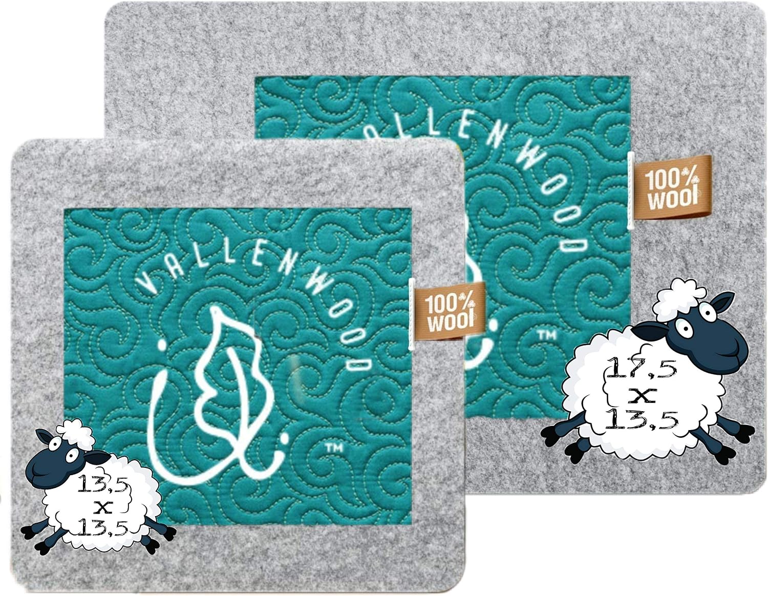 17x13.5 and 13.5x13.5 Wool Pressing Mat by Vallenwood! 100% New Zealand Quality. Not Overpriced! Ironing Pad for Quilters, Great for Travel and Quilting. Portable Heat Press Iron Craft