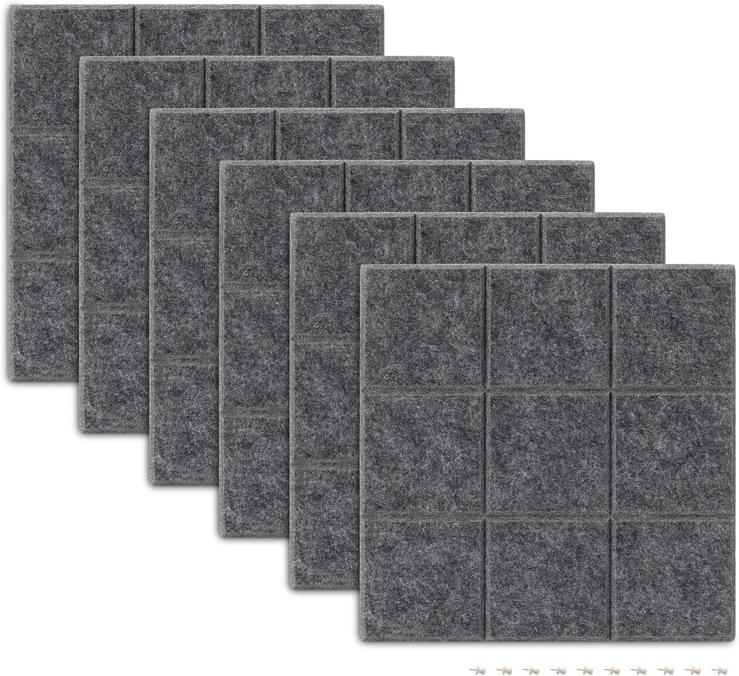 Navaris Felt Tiles for Wall (Set of 6) 30x30cm Square Bulletin Board