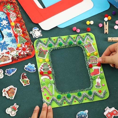 Miniatura 3 de SANNIX Juego de 12 juegos de marcos de espuma para fotos del día de San Valentín kits de manualidades para niños corazones de espuma calcomanías