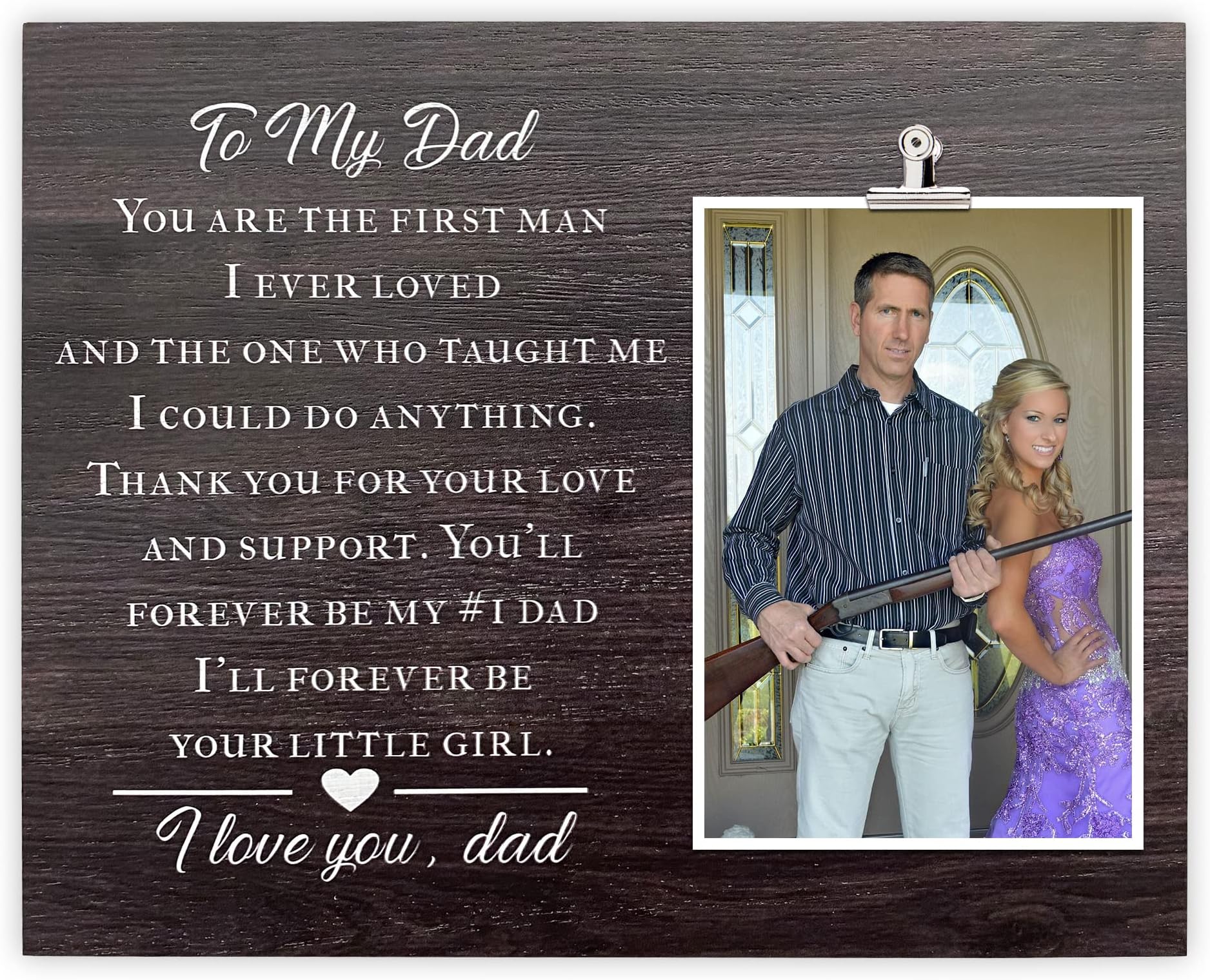 Dad Picture Frame Holds 4x6 Photo - Wedding Day Keepsake to Dad from Daughter, Birthday, Christmas, Father's Day Present for Dad, Thank You Gift for Father from Bride, Father of Bride, Dad Gift Ideas