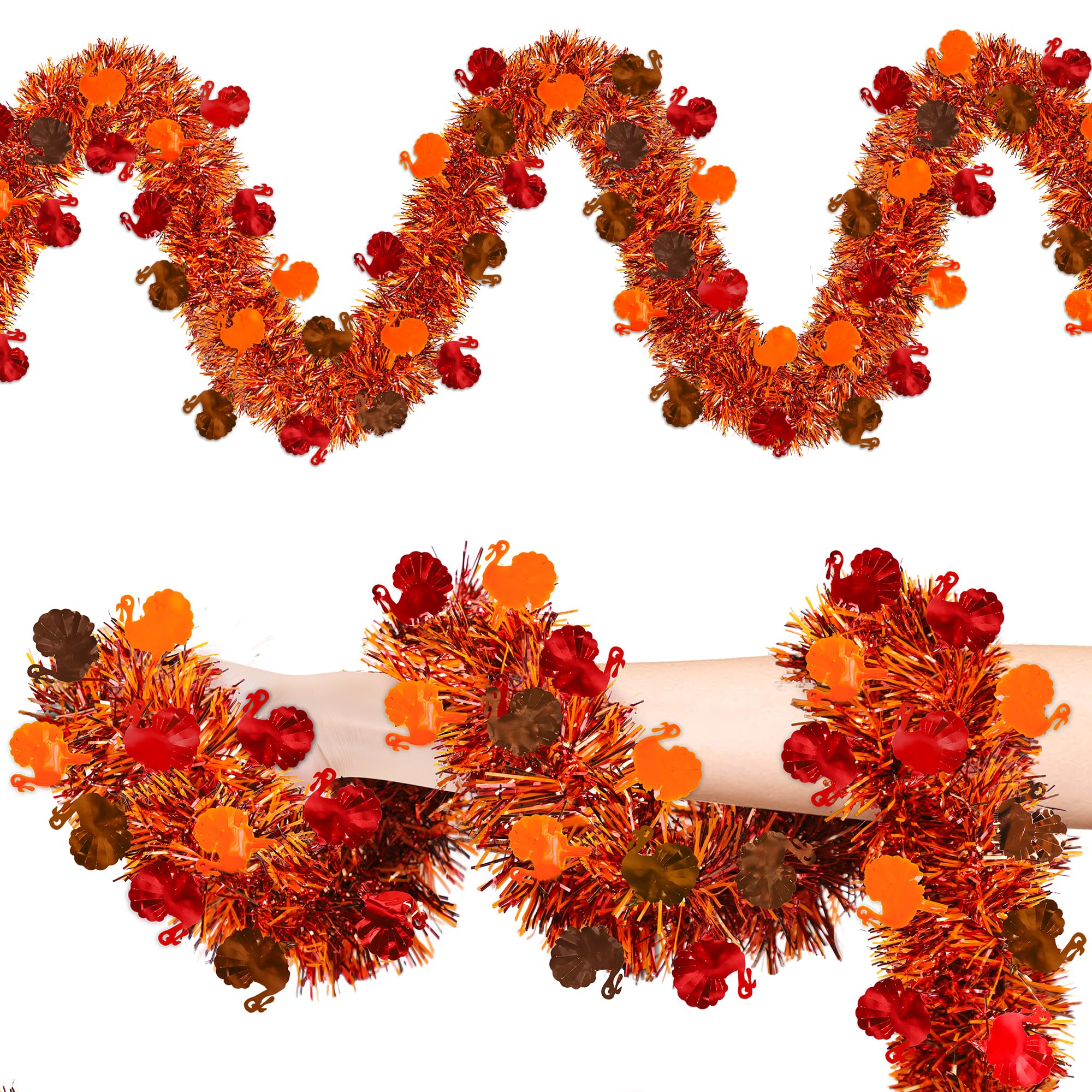 Tifeson 50Ft Thanksgiving Turkey Tinsel Garlands