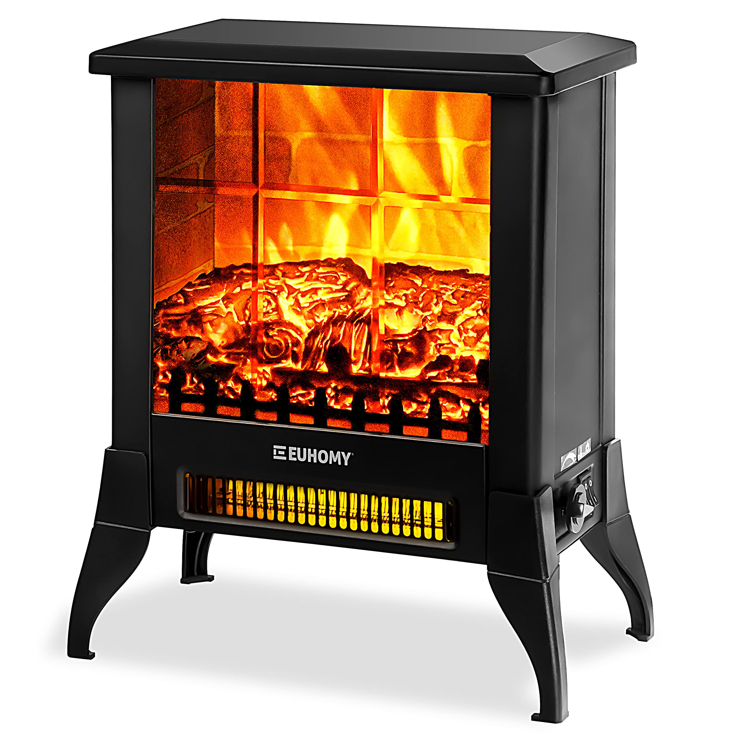 Euhomy Electric Fireplace Stove 18" Freestanding Fireplace Heater with