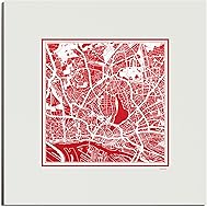 Vista 153 de O3 Design Studio Mapa de corte de papel Madrid negro mate de 20 x 20 pulgadas