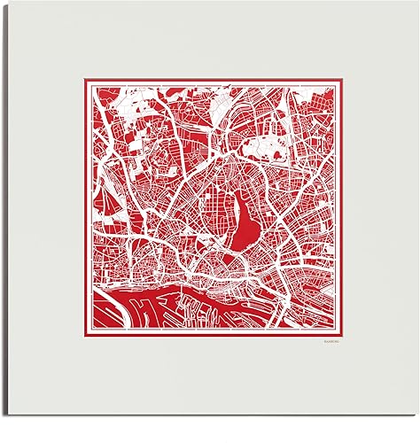 Miniatura 153 de O3 Design Studio Mapa de corte de papel Madrid negro mate de 20 x 20 pulgadas