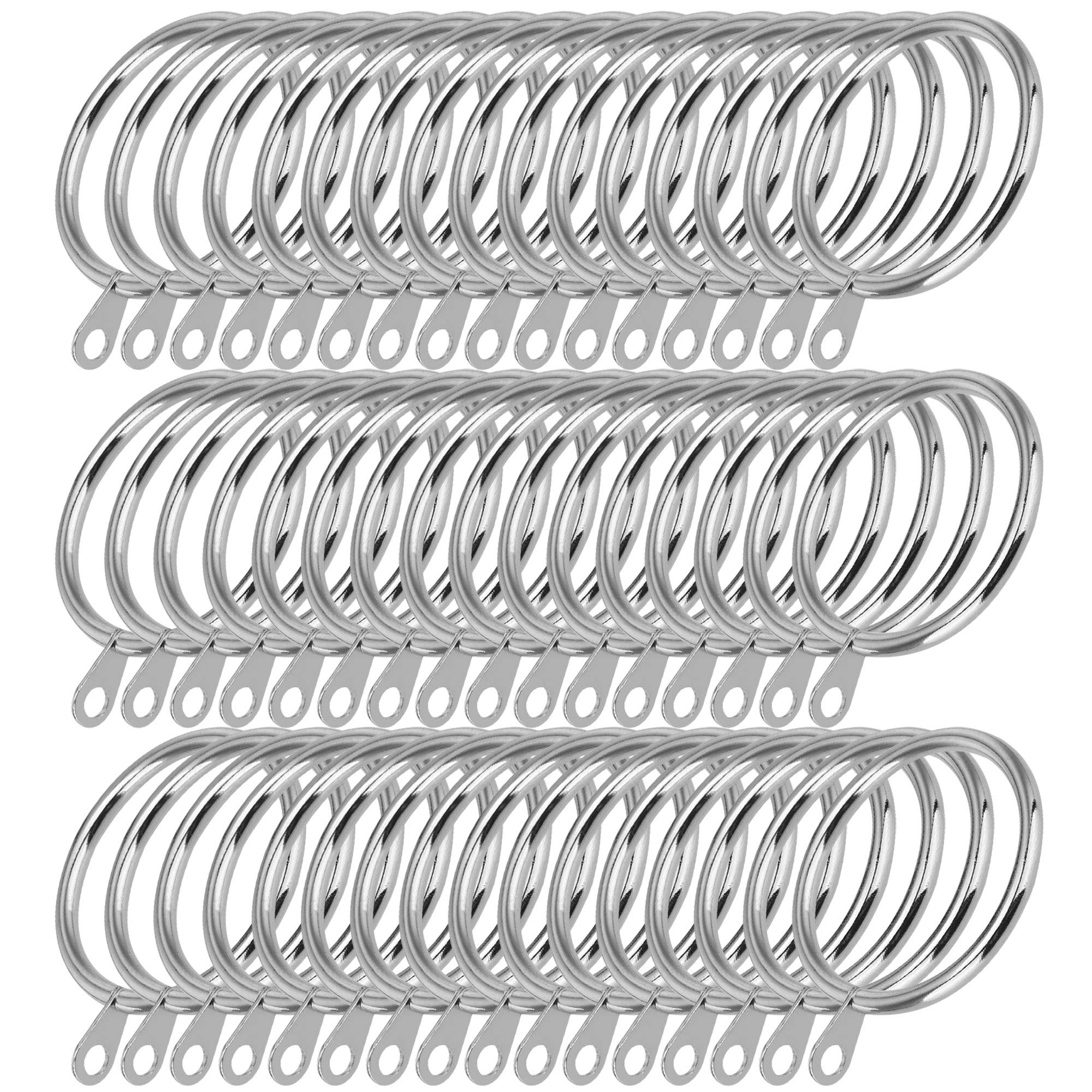 Icatchy Silver Curtain Rings Metal Curtain Hanging Rings For Pole Rod Voile Net (60 Pack)