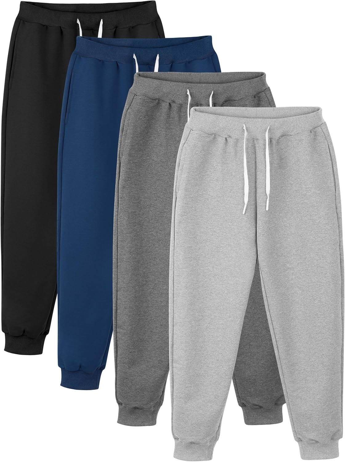 Resinta 3/4 Pack Boys Cotton Sweatpants Youth Active Joggers Kids Casual Pants with Drawstring and Pocket