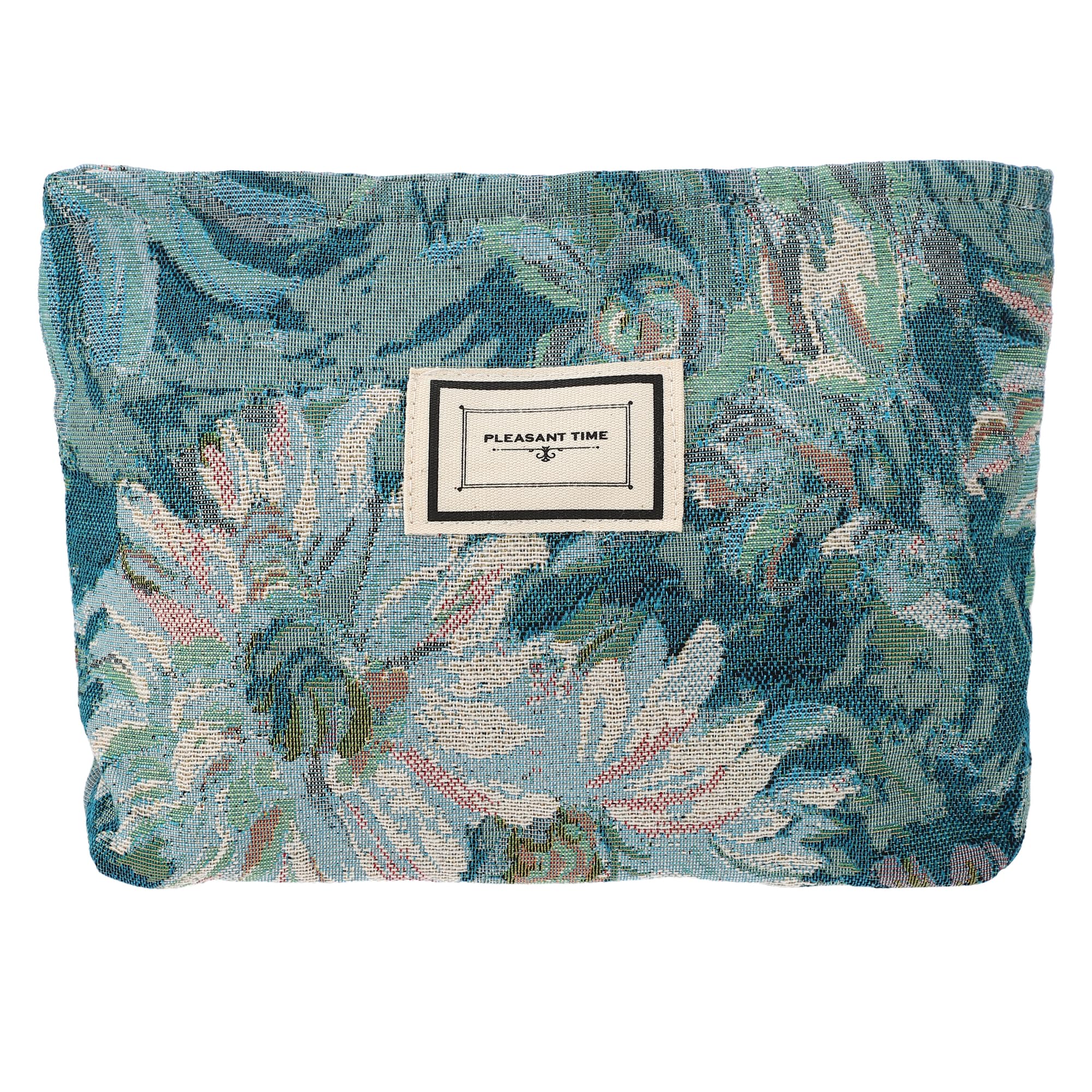 VOCOSTE Blumen Make-up Tasche – Reißverschluss, Blau, 24,5x21 Cm, Aus Polyester & Canvas
