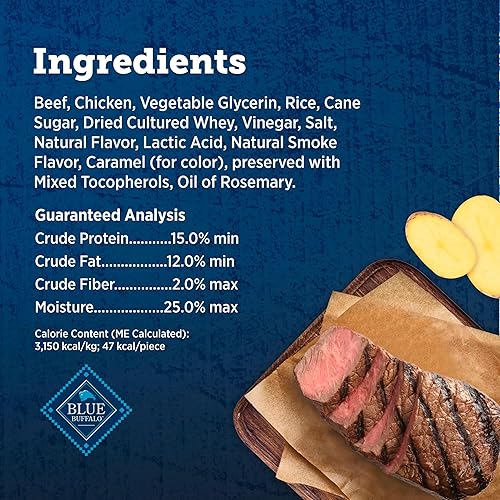 Miniatura 5 de Blue Buffalo True Chews Premium Jerky Cuts - Golosinas para perros, fabricadas en los Estados Unidos con ingredientes naturales, carne de res, bolsa
