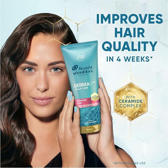 Head & Shoulders DermaXPro Sensitive Care Lightweight Conditioner 220ml with Manuka Honey and Ceramide Complex. Nourishes Hair and Gently Moisturises Dry Scalp to Maintain Dandruff Protection