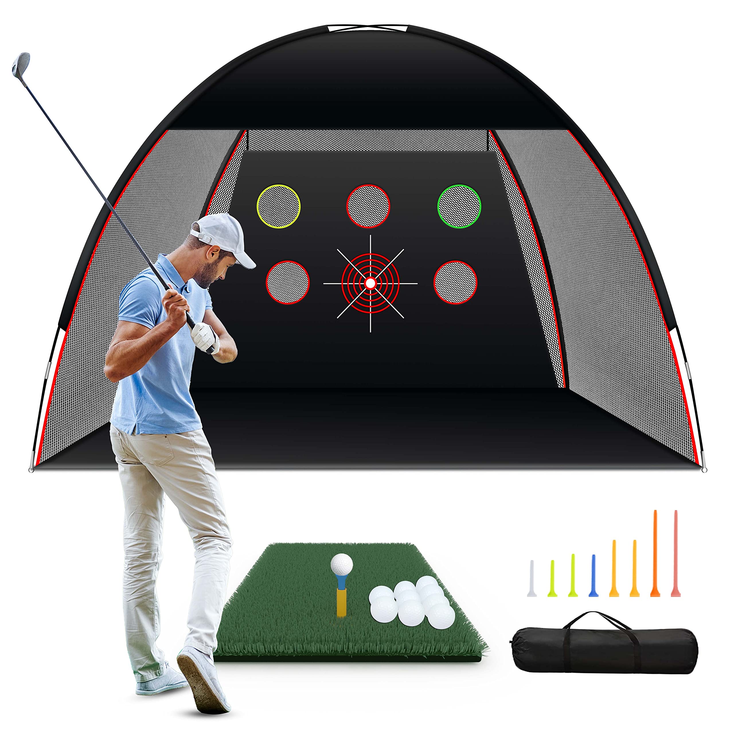 *SEE NOTES* Golf Net, 10x7ft Golf Practice Net with Turf Mat, Golf Net