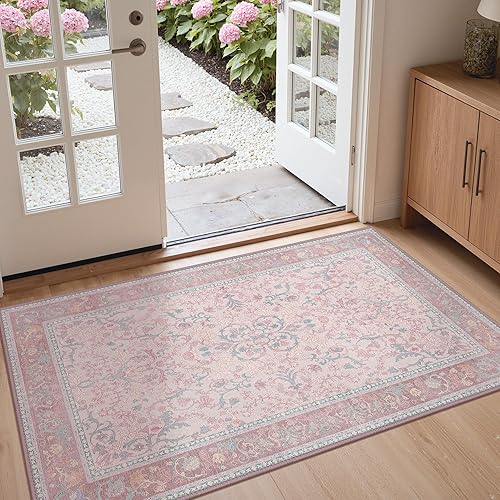 Miniatura 11 de Bavni Alfombra vintage floral de 2 pies 6 pulgadas x 10 pies, antideslizante, alfombra de pasillo y cocina, alfombra ligera lavable para entrada,
