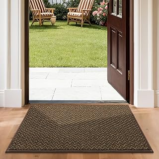 COSY HOMEER-Door-Mat 24"x36" Non Slip Absorbent Entryway Rugs Dirt Trapper Doormats Washable Entrance Mats Low Pile Welcome Floor Mat for Front Back Door and Entry Mats,Brown