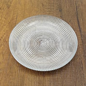 Red Pomegranate Helios Glass Salad Plate Set, Set of 1 pc, Silver