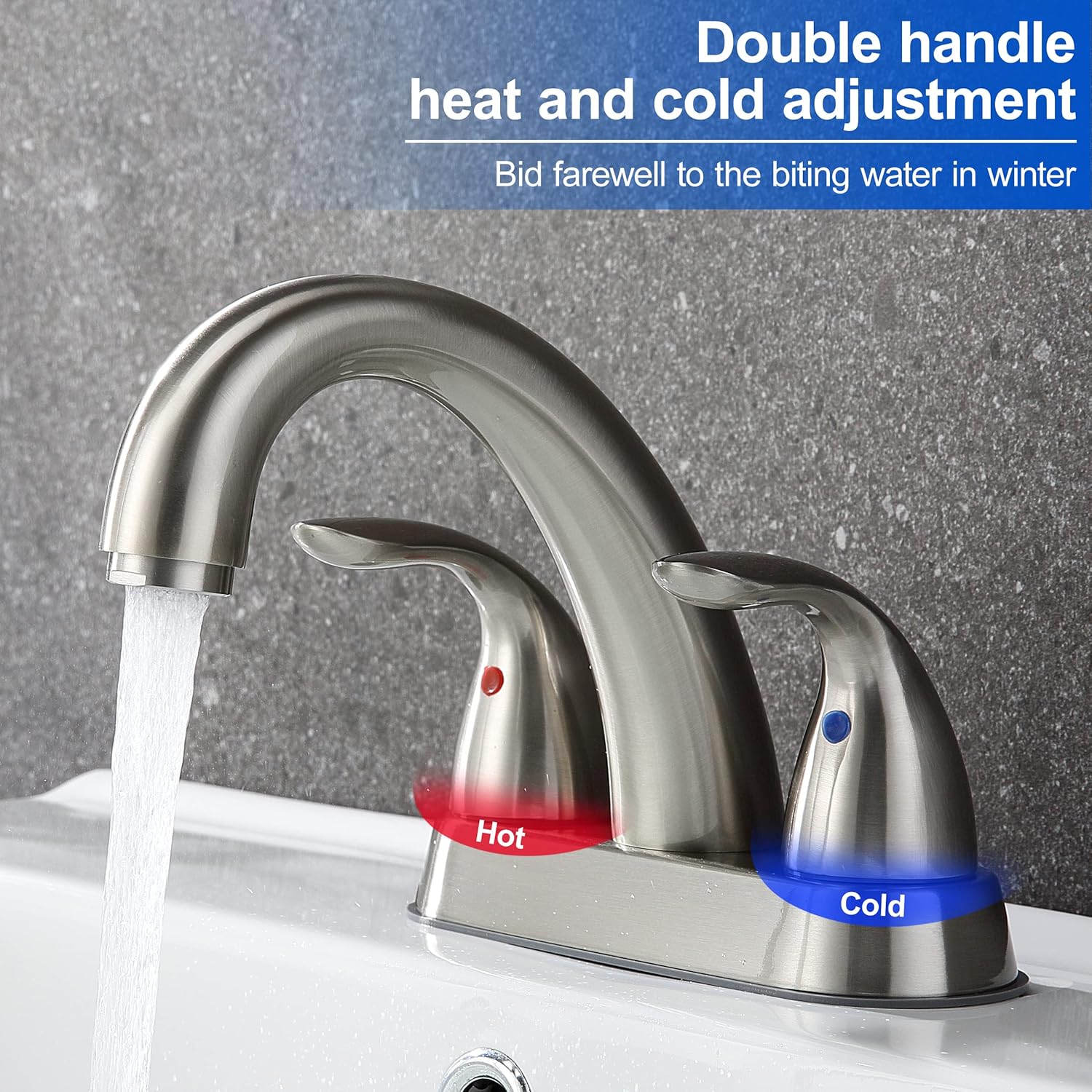 2 Handle Bathroom Sink Faucet, with Pop up Drain & Supply Lines, 4 Inch Centerset Brushed Nickel Faucet for Lavatory Bathroom Sink, Professional Modern Vessel Deck Mount Vanity rv Faucet