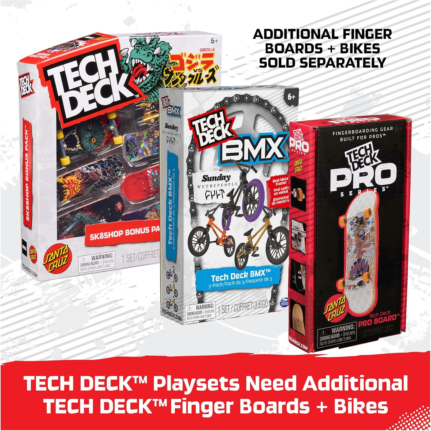 TECH DECK, Pro Series Daily Grind Pack 2.0 with Picnic Table and Bike Rack; Kids Toys for Boys Ages 6 and up (Mini Fingerboard Sold Separately)