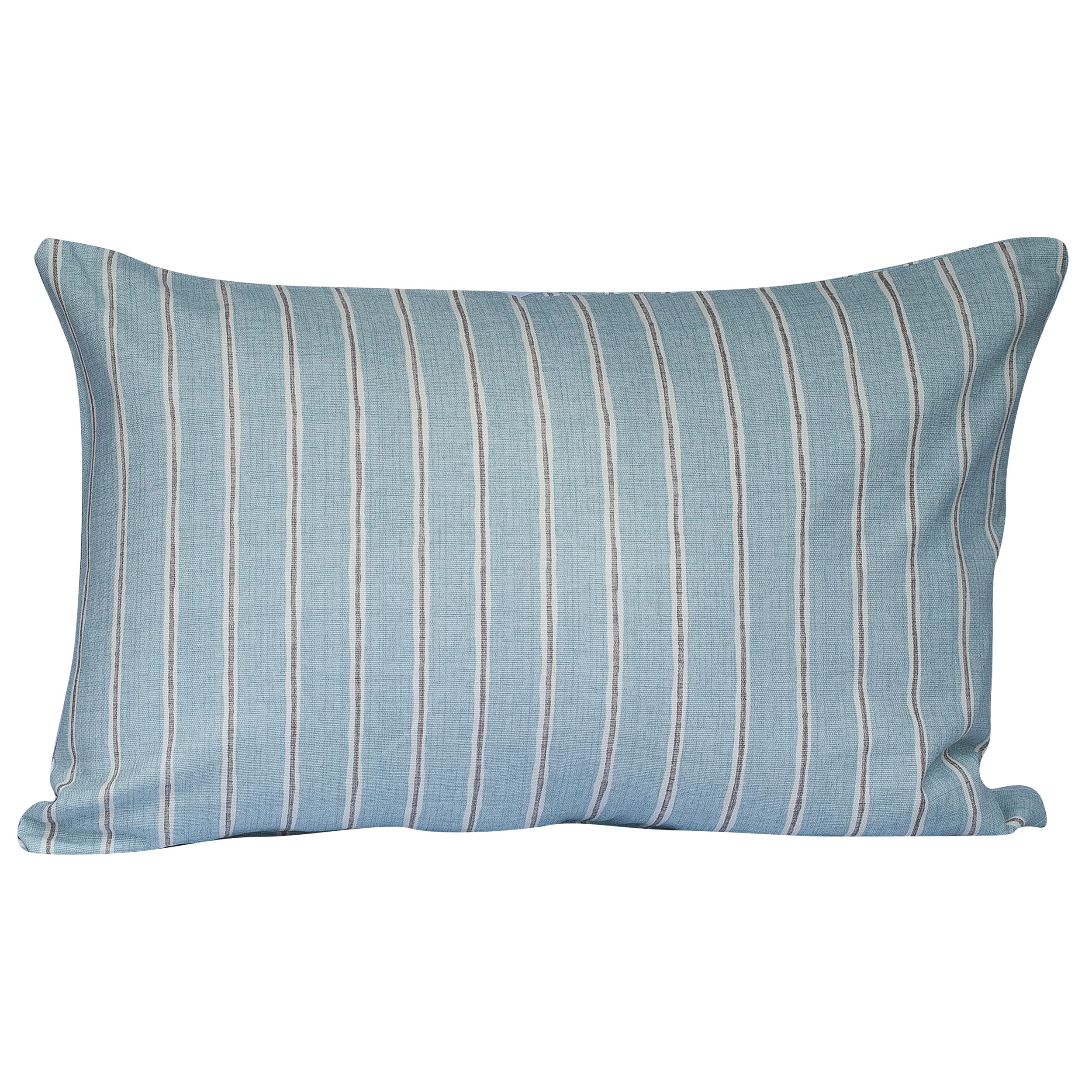 Linen Loft Duck Egg Blue Cambridge Stripe Xl Rectangular Cushion Cover. Chalk Stripe, Summer Nautical Style, Soft 100% Sustainable Cotton. 23X15 Xl Rectangle. Cover Only.