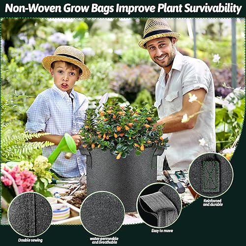 Miniatura 2 de LUCDNC 5 Pcs Grow Bags 5 Gallon Plant Grow Bags Multi-Purpose Nonwoven Fabric Pots with Durable Handles,Outdoor Garden Plant Pots for Vegetables