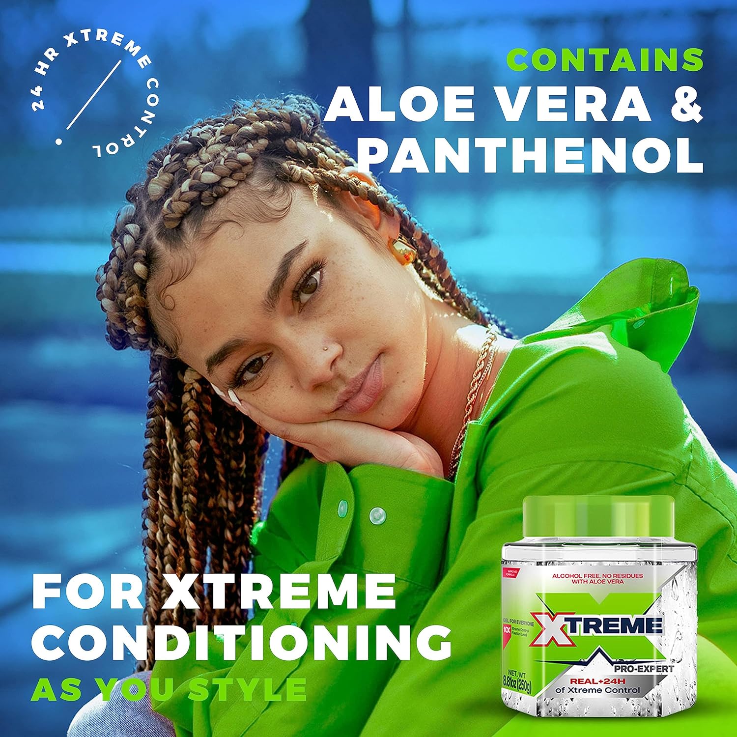 Xtreme Pro-Expert Clear Styling Hair Gel, Alcohol-Free 24-Hours Xtreme Control With Aloe Vera, 8.81 oz Jar (Pack of 24)