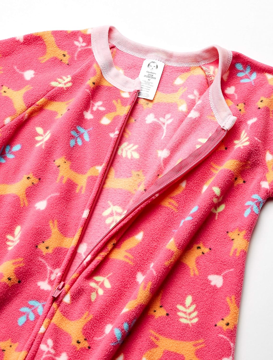 Gerber Baby Girls' Toddler Loose Fit Flame Resistant Fleece Footed Pajamas 2-Pack 6-9 Months Pink Fox