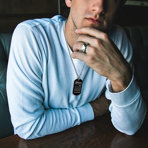 Miniatura 7 de Queenberry - Collar de acero inoxidable grabado con láser, para fechafototexto, regalo de cumpleaños, San Valentín, aniversario, para esposo, esposa