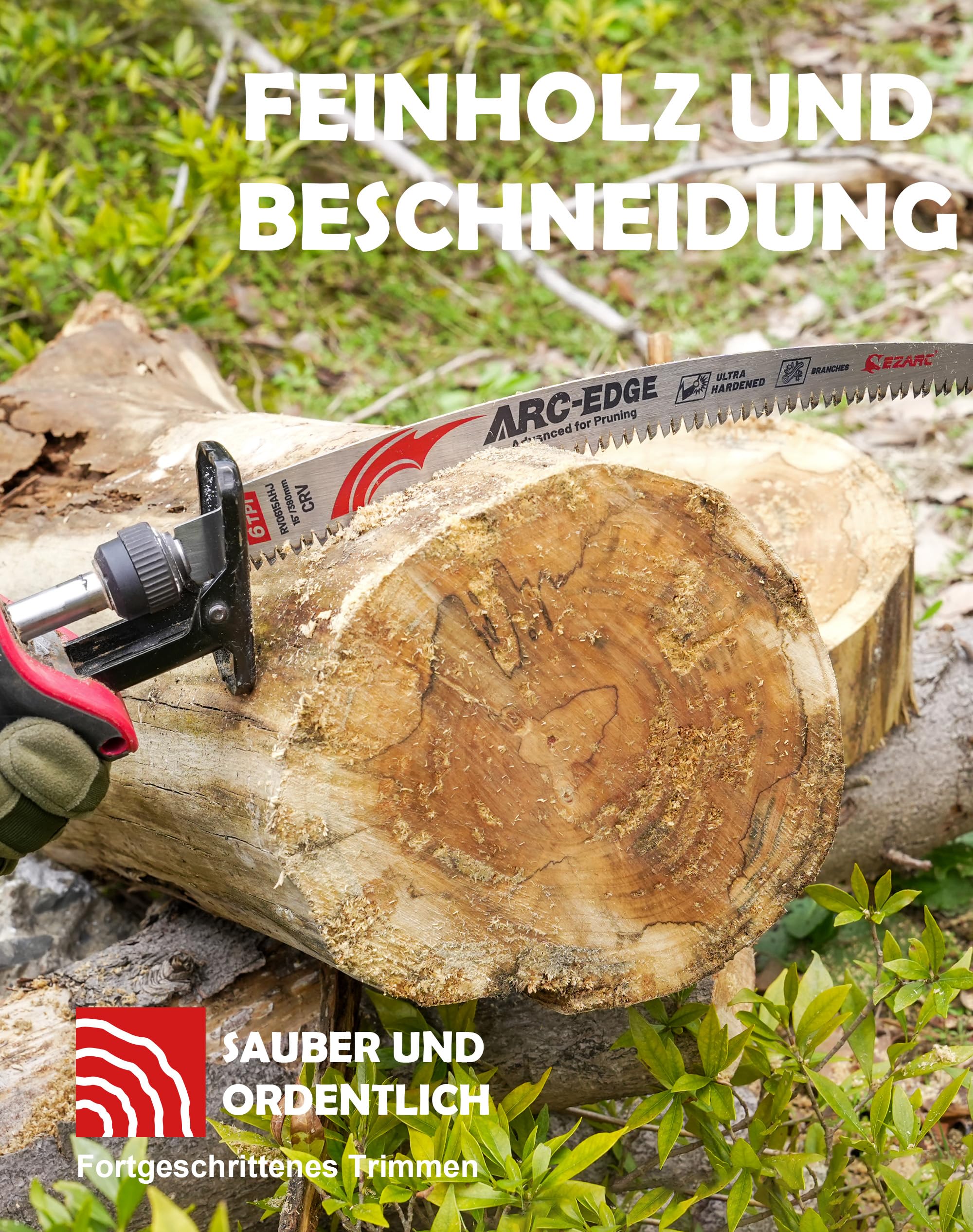 EZARC Säbelsägeblätter mit japanischen Zähnen, 3tlg Bogenkante Säbelsägeblätter für Holz 380mm, 6 TPI zum Beschneiden von Bäumen, Holzschneiden