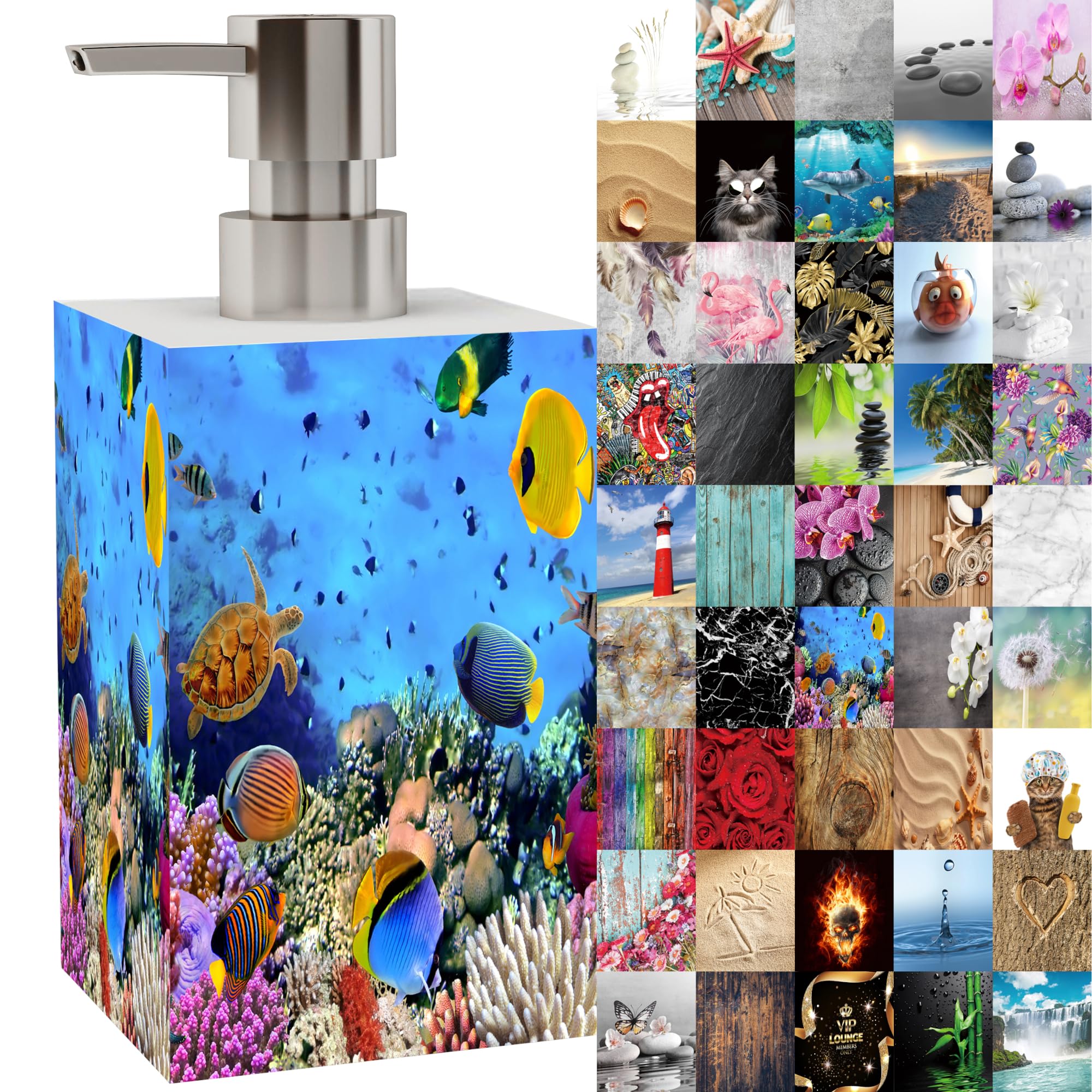 Sanilo Ocean Premium Soap Dispenser, Wide Choice Of Beautiful Lotion Dispenser, Easy To Refill, Nice Eyecatcher (Ocean)