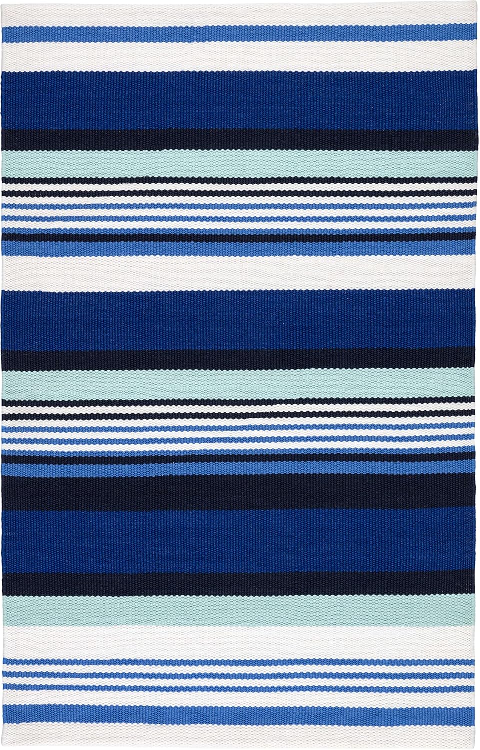 Dash and Albert Sunny Stripe Blue Handwoven Indoor/Outdoor