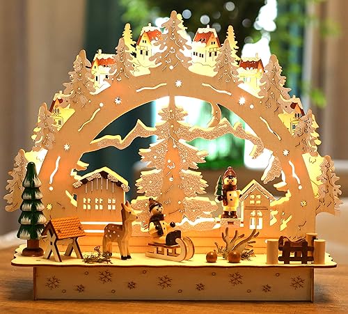 Miniatura 2 de BRUBAKER Arco de luz LED de Navidad - Aldea de Invierno - 11.8 x 3.5 x 9.8 pulgadas