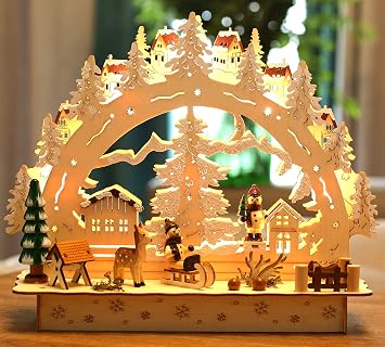 BRUBAKER Christmas LED Light Arch - Winter Village - 11.8 x 3.5 x 9.8 Inches