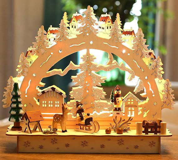 BRUBAKER Christmas LED Light Arch - Winter Village - 11.8 x 3.5 x 9.8 Inches